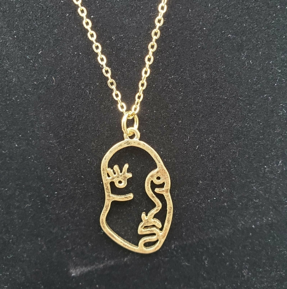Art Nouveau Profile Woman's Face Necklace
